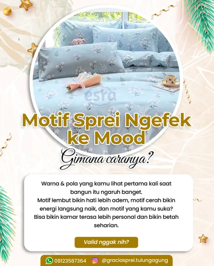 <p>Motif sprei bisa bantu bentuk mood kamu sejak b